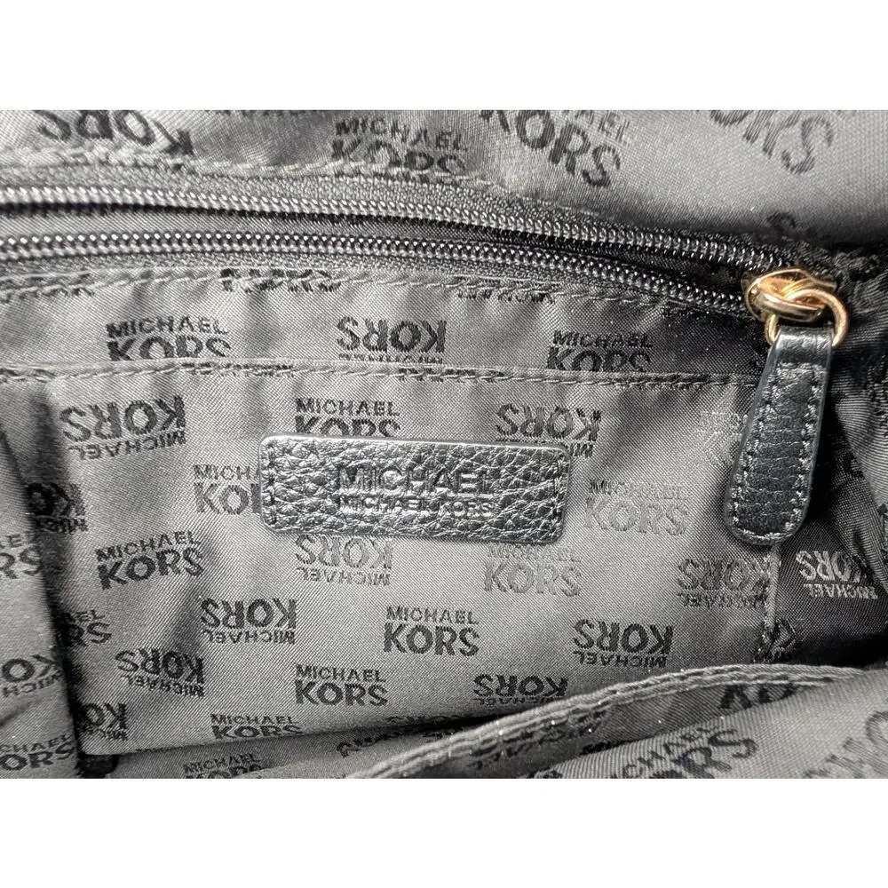 Michael Kors Black Pebbled Leather Satchel Crossbody Shoulder Bag Gold Hardware